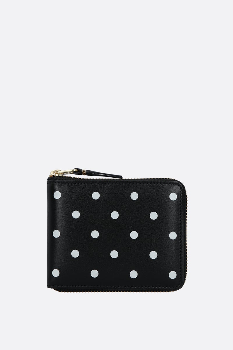 COMME des GARCONS WALLET portafogli zip-around in pelle liscia stampa pois