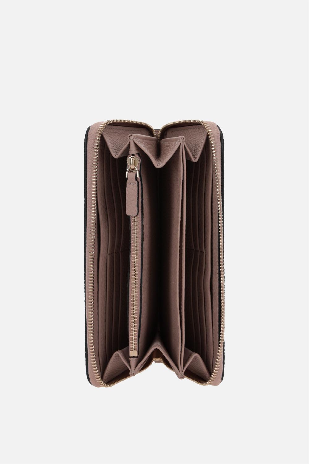 VALENTINO GARAVANI Portafogli Zip-around Rockstud In Pelle Martellata