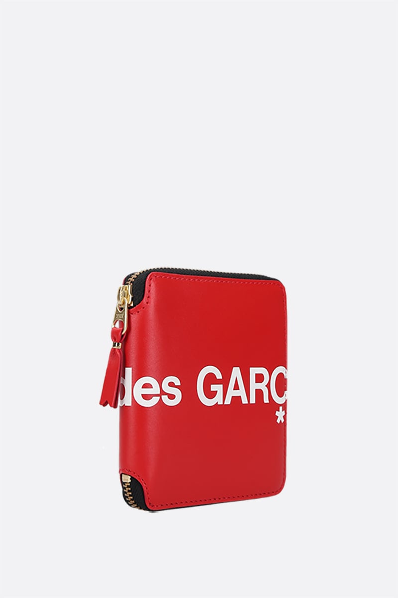 COMME Des GARCONS WALLET Portafogli Zip-around Small In Pelle Liscia Stampa Logo