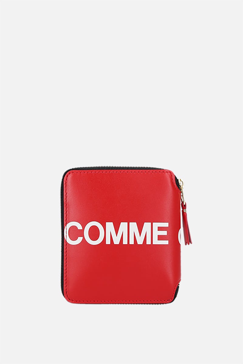 COMME Des GARCONS WALLET Portafogli Zip-around Small In Pelle Liscia Stampa Logo