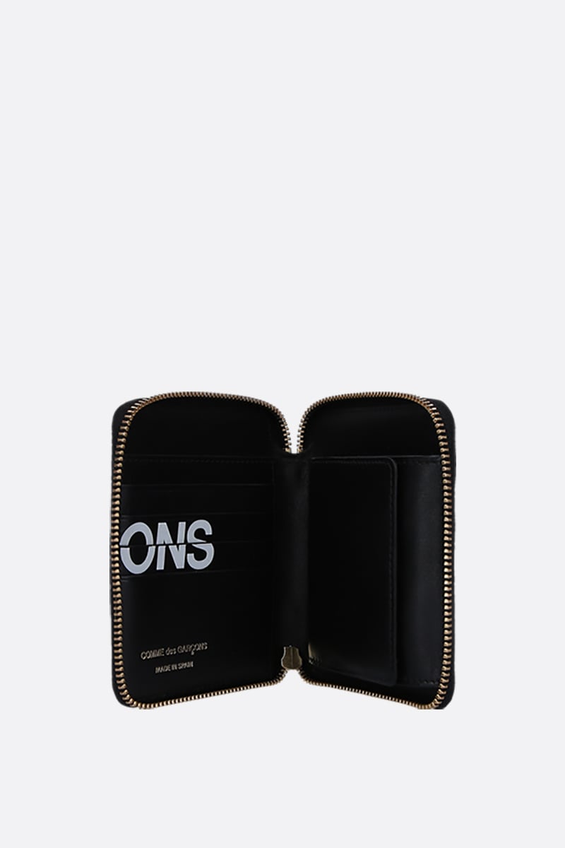 COMME Des GARCONS WALLET Portafogli Zip-around Small In Pelle Liscia Stampa Logo