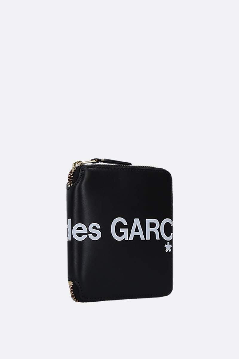 COMME Des GARCONS WALLET Portafogli Zip-around Small In Pelle Liscia Stampa Logo