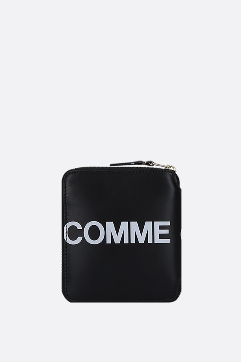 COMME Des GARCONS WALLET Portafogli Zip-around Small In Pelle Liscia Stampa Logo