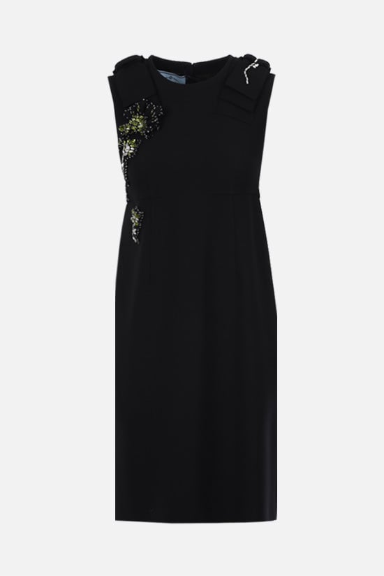 PRADA abito corto in cady con patch gioiello