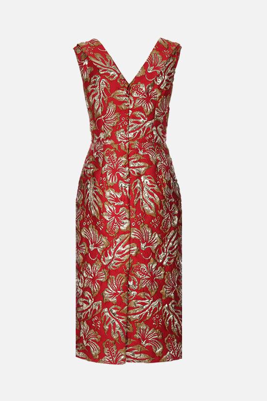 PRADA Abito Midi In Cloquet A Motivo Hibiscus