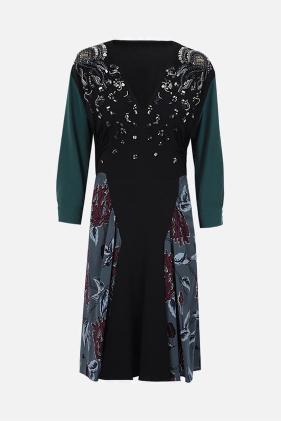 PRADA abito midi in sablé ricamato