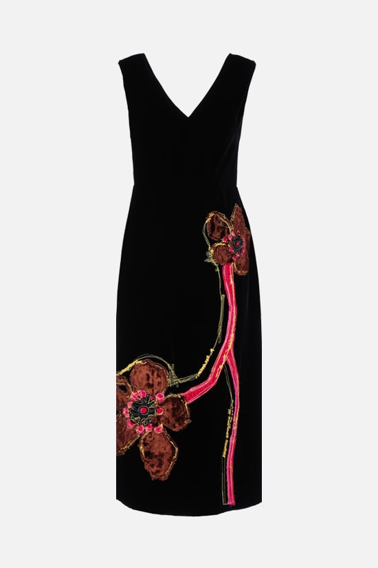 PRADA abito midi in velluto con ricamo ramage
