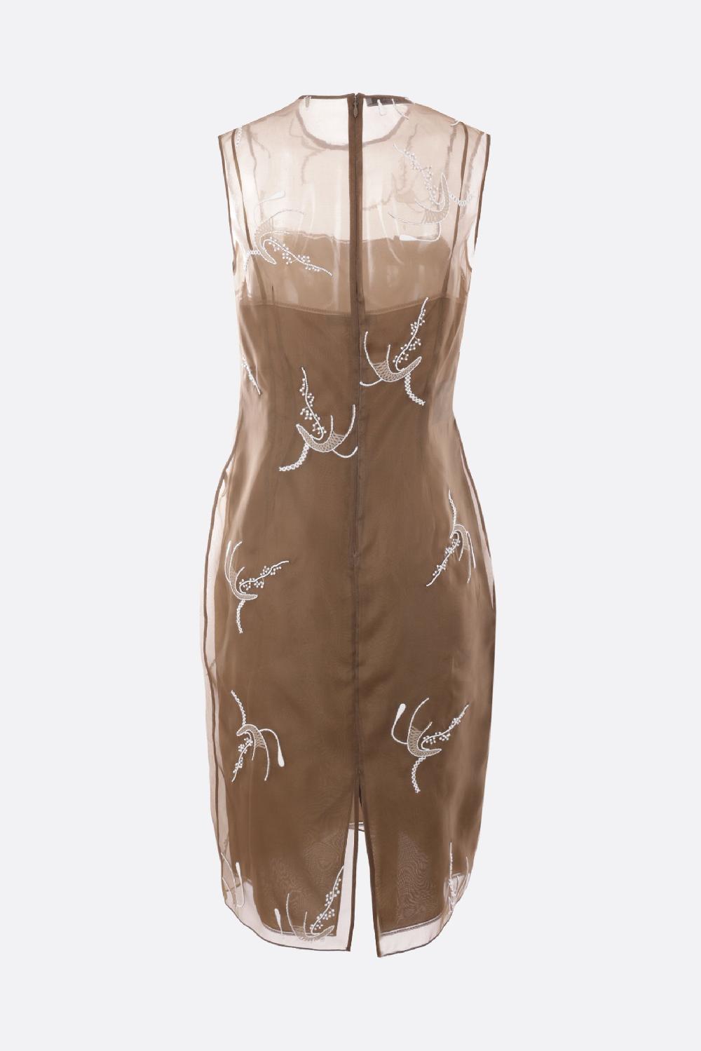 PRADA Abito Smanicato In Organza Ricamata