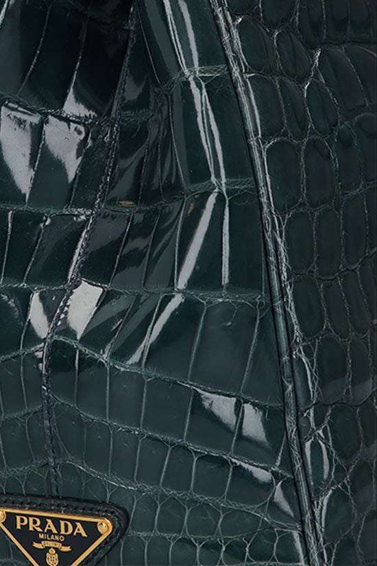 PRADA Borsa A Mano In Pelle Di Coccodrillo Lucido
