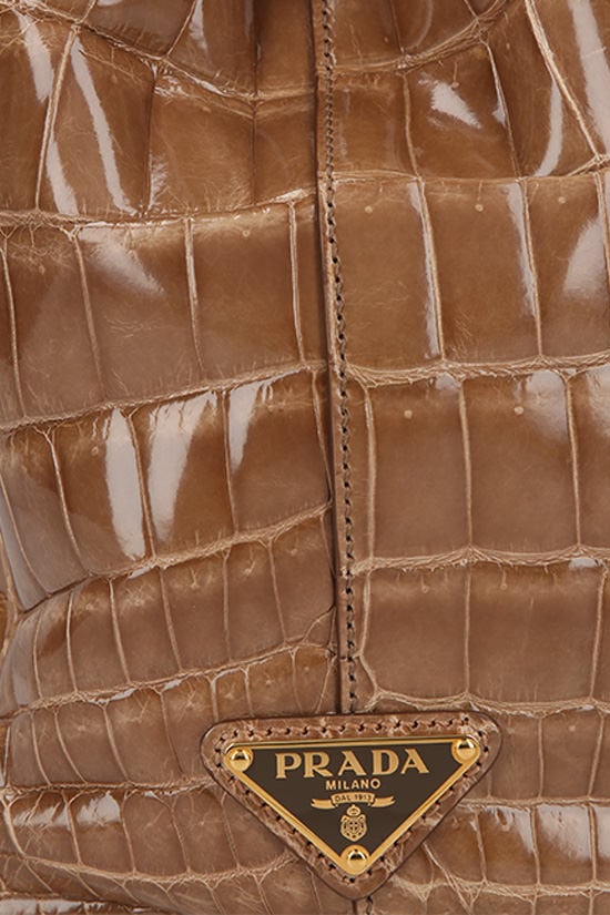 PRADA Borsa A Mano In Pelle Di Coccodrillo Lucido