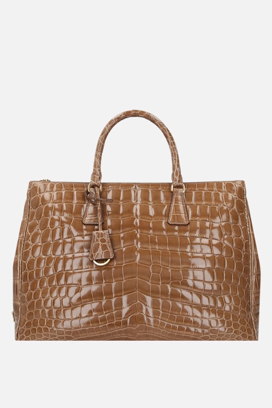 PRADA borsa a mano in pelle di coccodrillo lucido