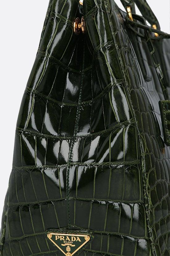 PRADA Borsa A Mano In Pelle Di Coccodrillo Lucido