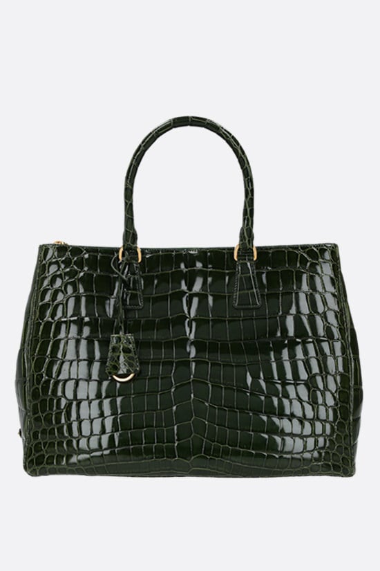 PRADA borsa a mano in pelle di coccodrillo lucido