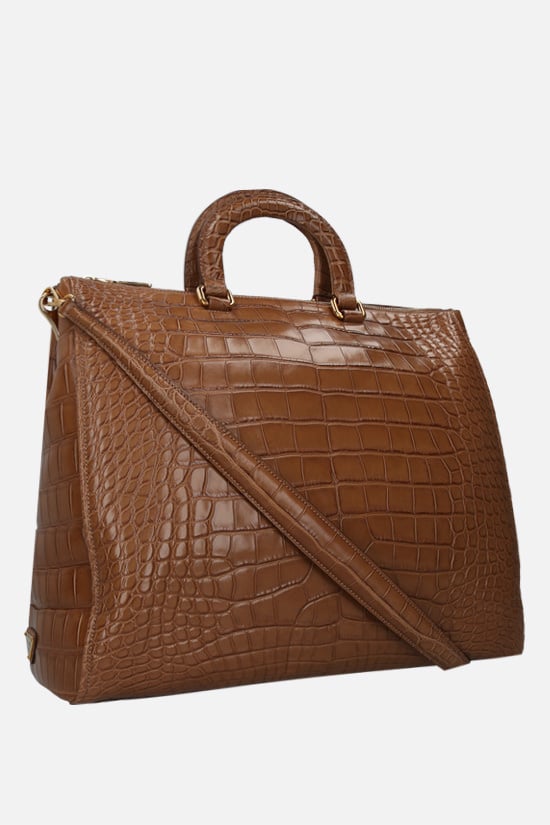 PRADA Borsa A Mano In Pelle Di Coccodrillo Lucido