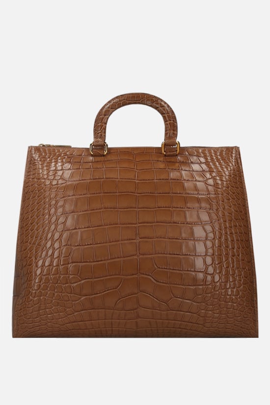 PRADA borsa a mano in pelle di coccodrillo lucido