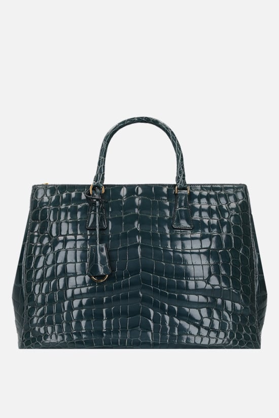 PRADA borsa a mano in pelle di coccodrillo lucido