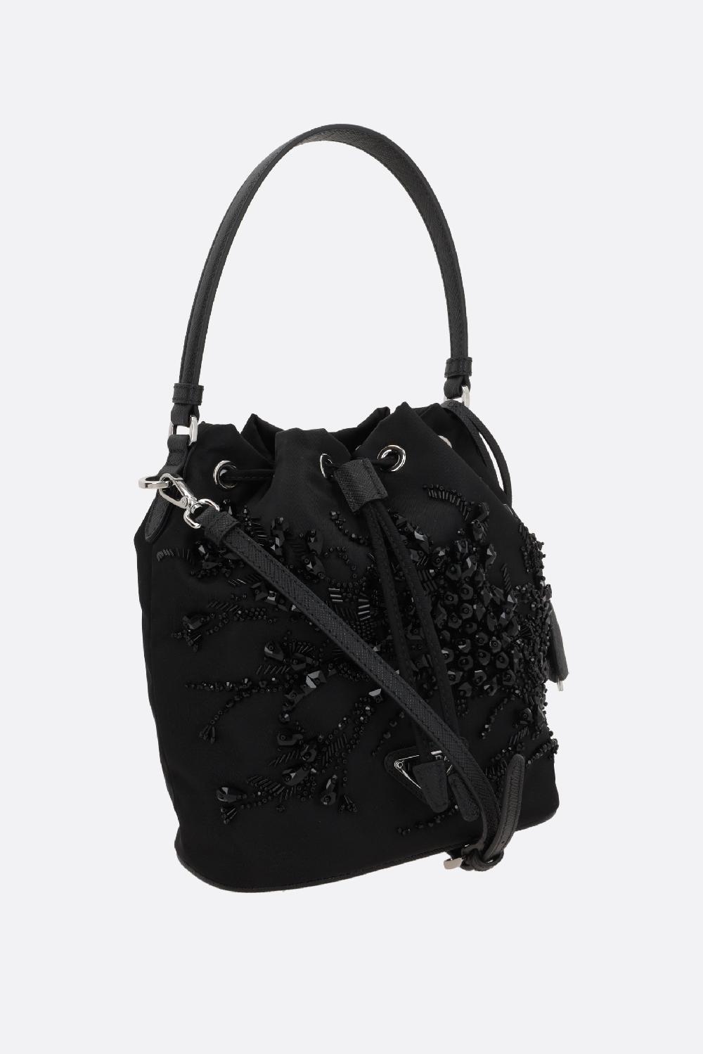 PRADA Borsa A Secchiello In Re-Nylon Con Ricamo