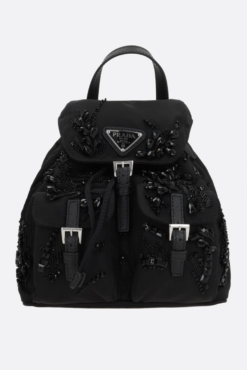 PRADA Borsa A Tracolla In Re-Nylon Con Ricamo