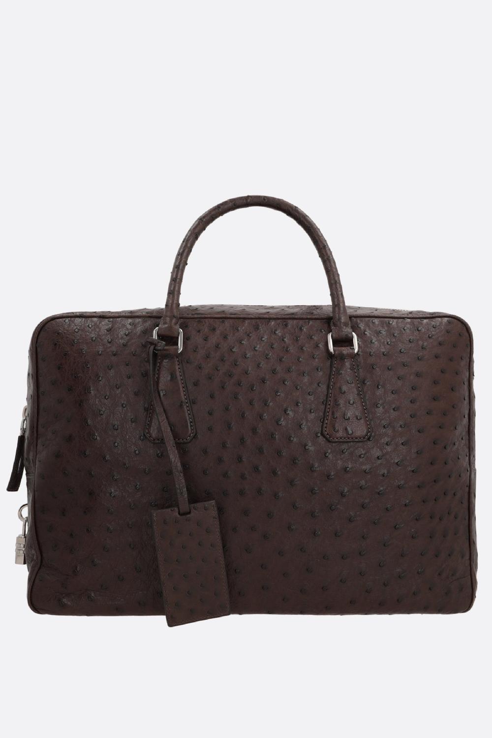 PRADA borsa business in pelle di struzzo