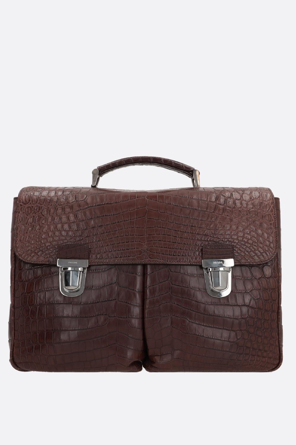 PRADA borsa da lavoro in pelle di coccodrillo