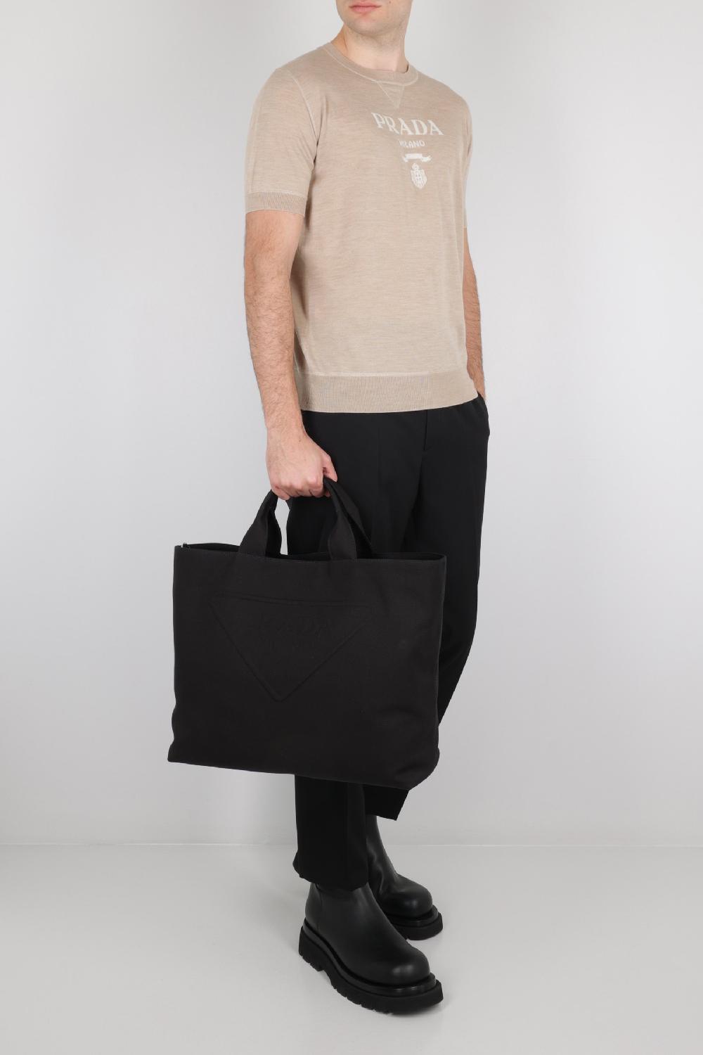 PRADA Borsa Shopping In Drill