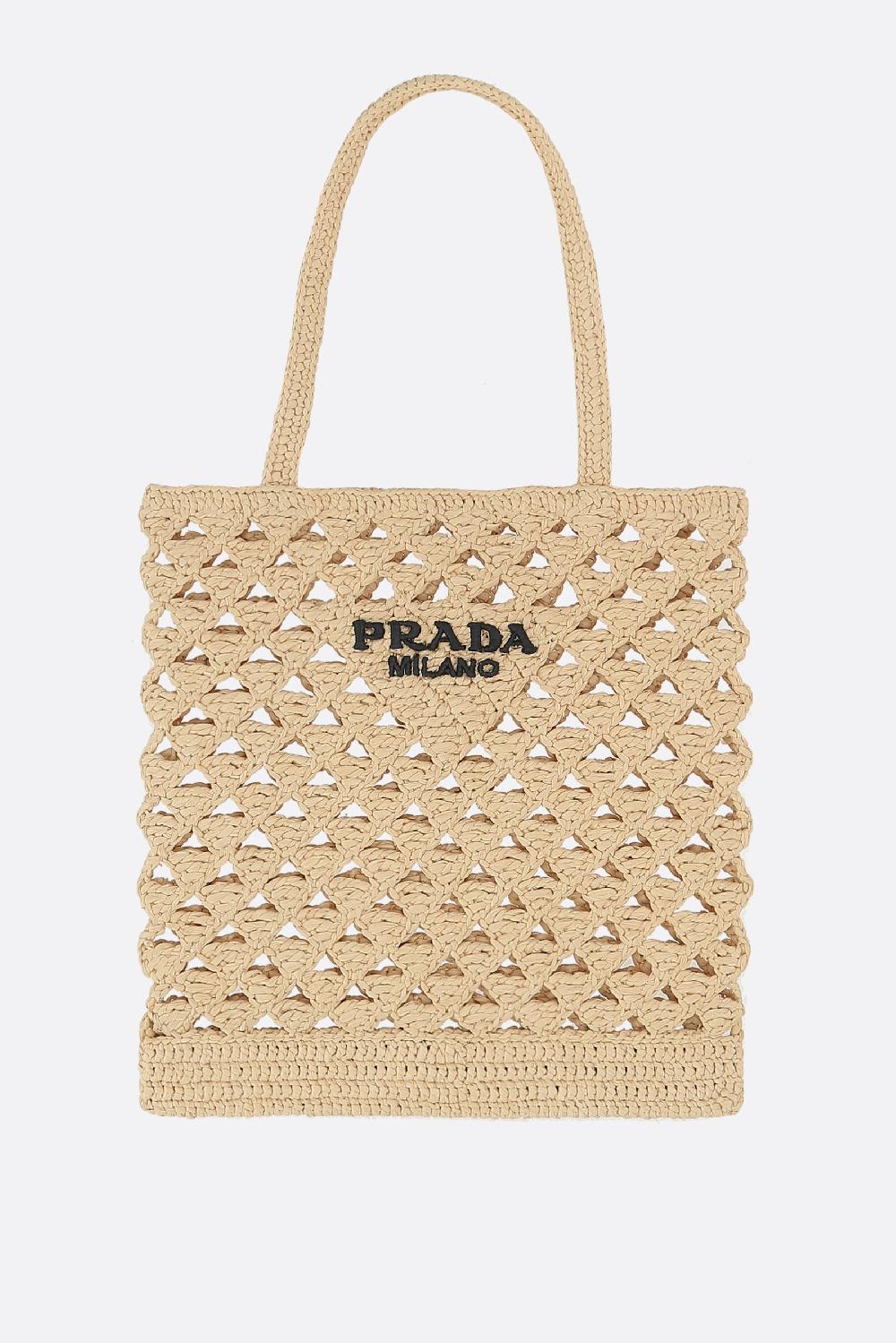 PRADA borsa shopping in rafia sintetica
