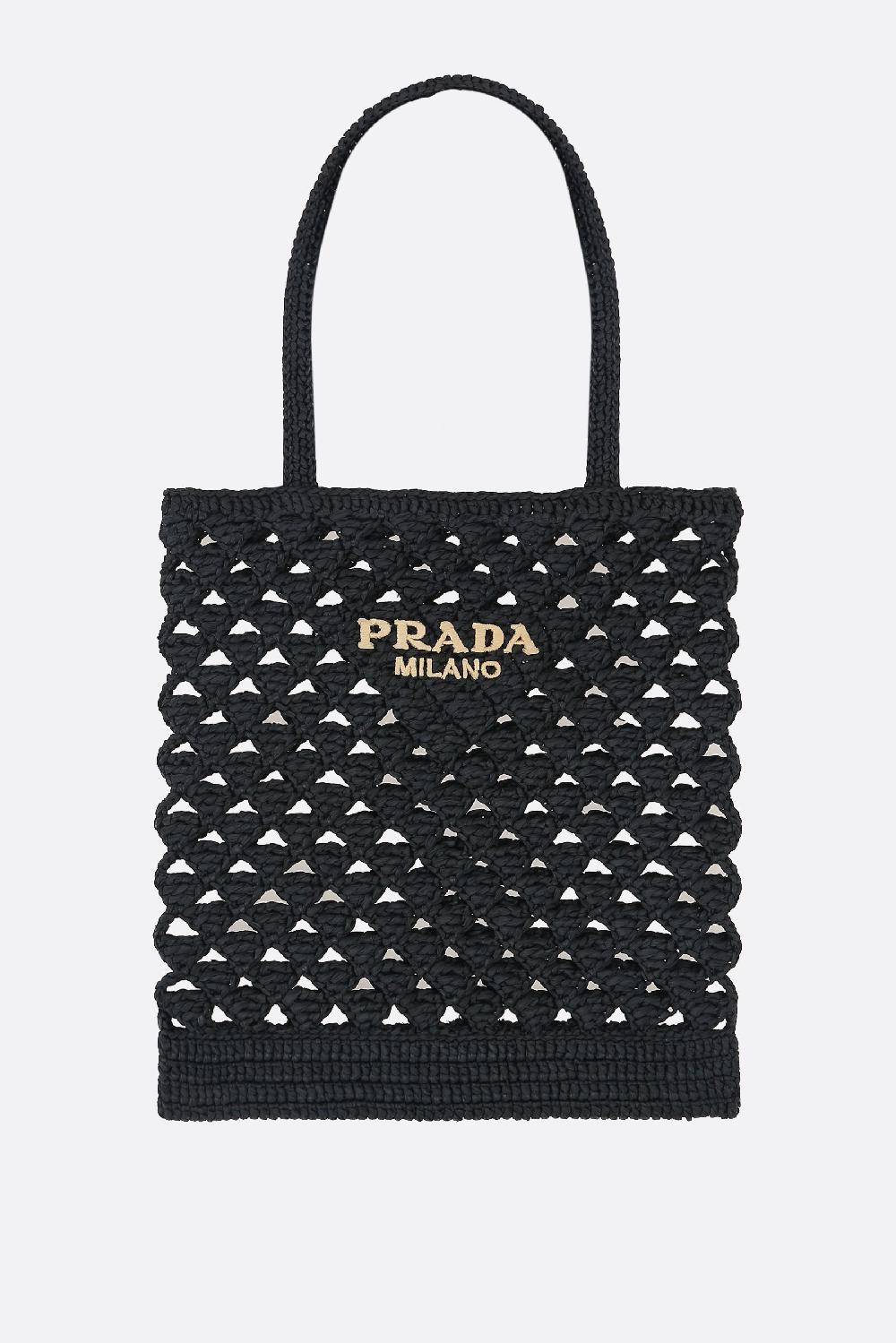 PRADA borsa shopping in rafia sintetica