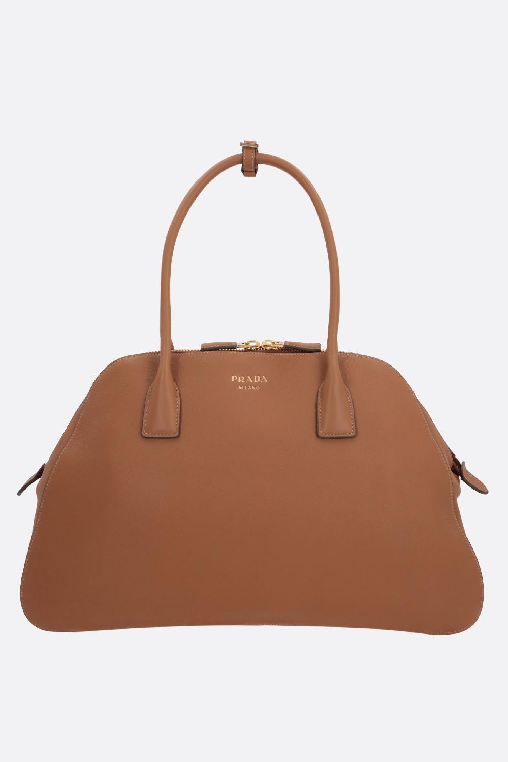 PRADA borsa shopping media in pelle Soft Grain