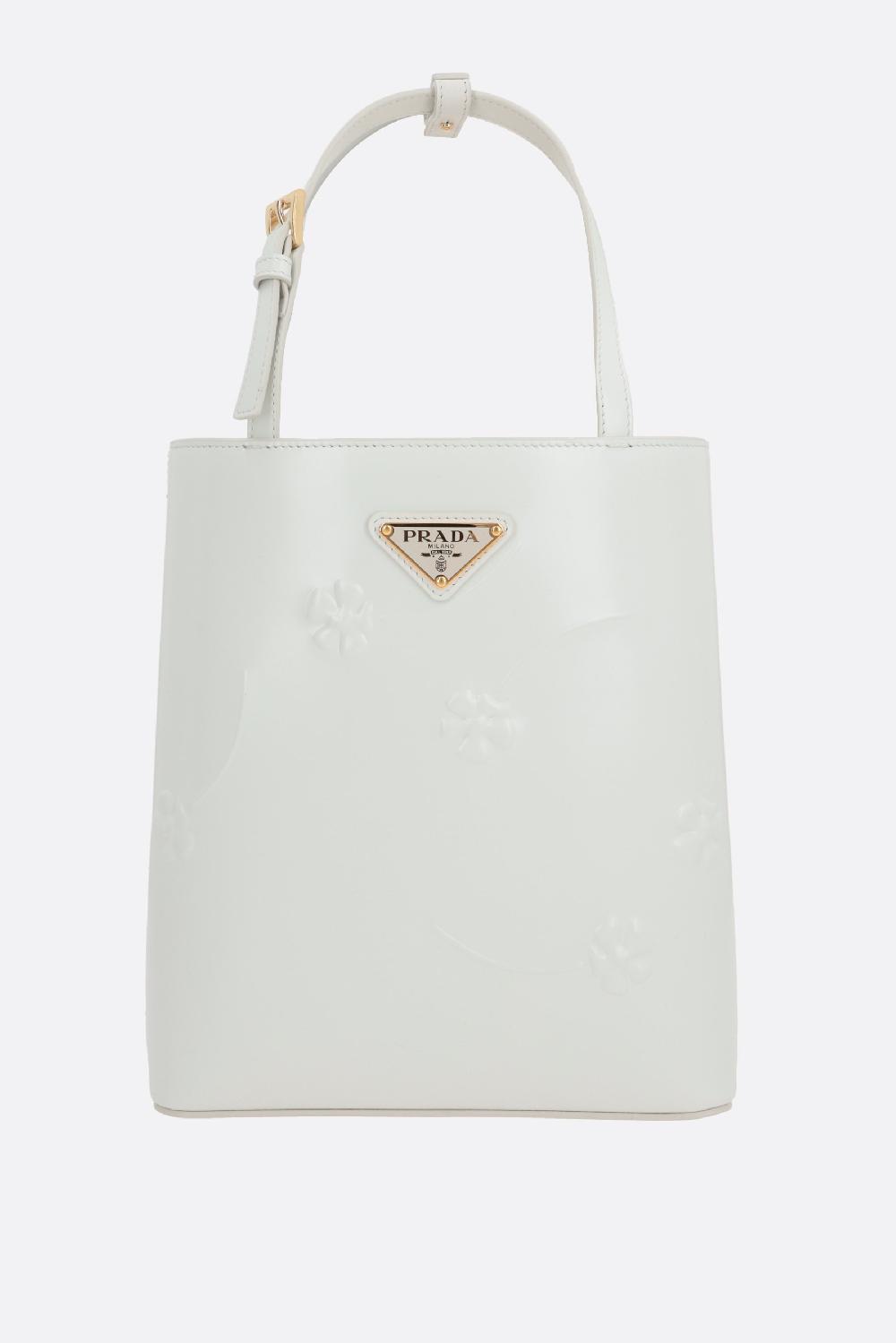 PRADA borsa tote in pelle spazzolata con logo