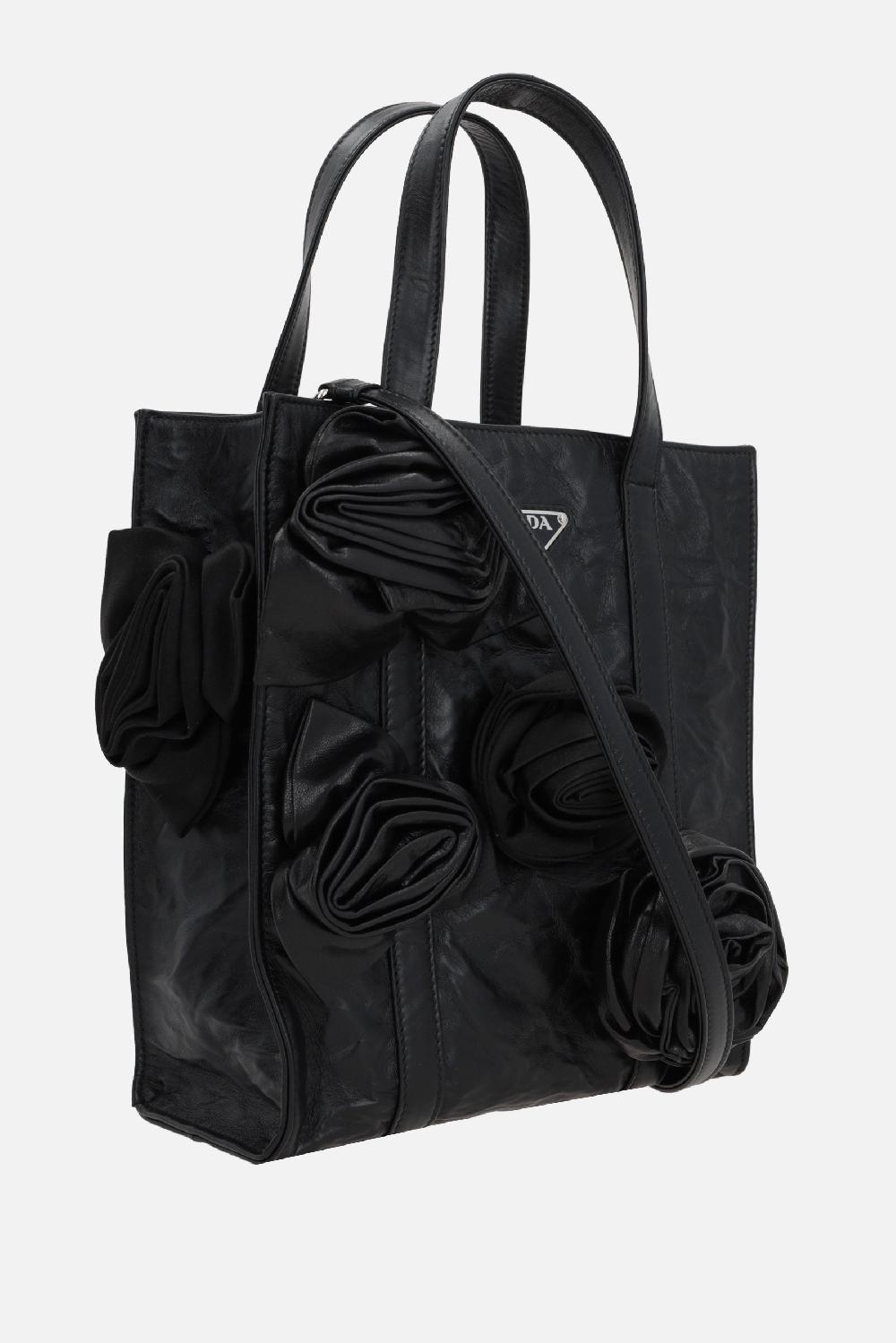 PRADA Borsa Tote Mini In Nappa Antique Con Fiori