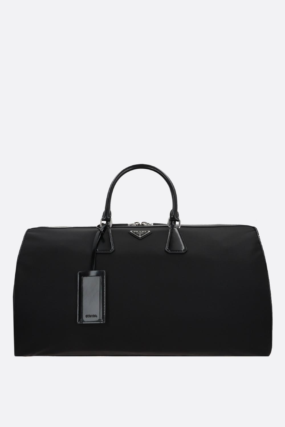 PRADA borsa weekend in Re-Nylon e pelle spazzolata