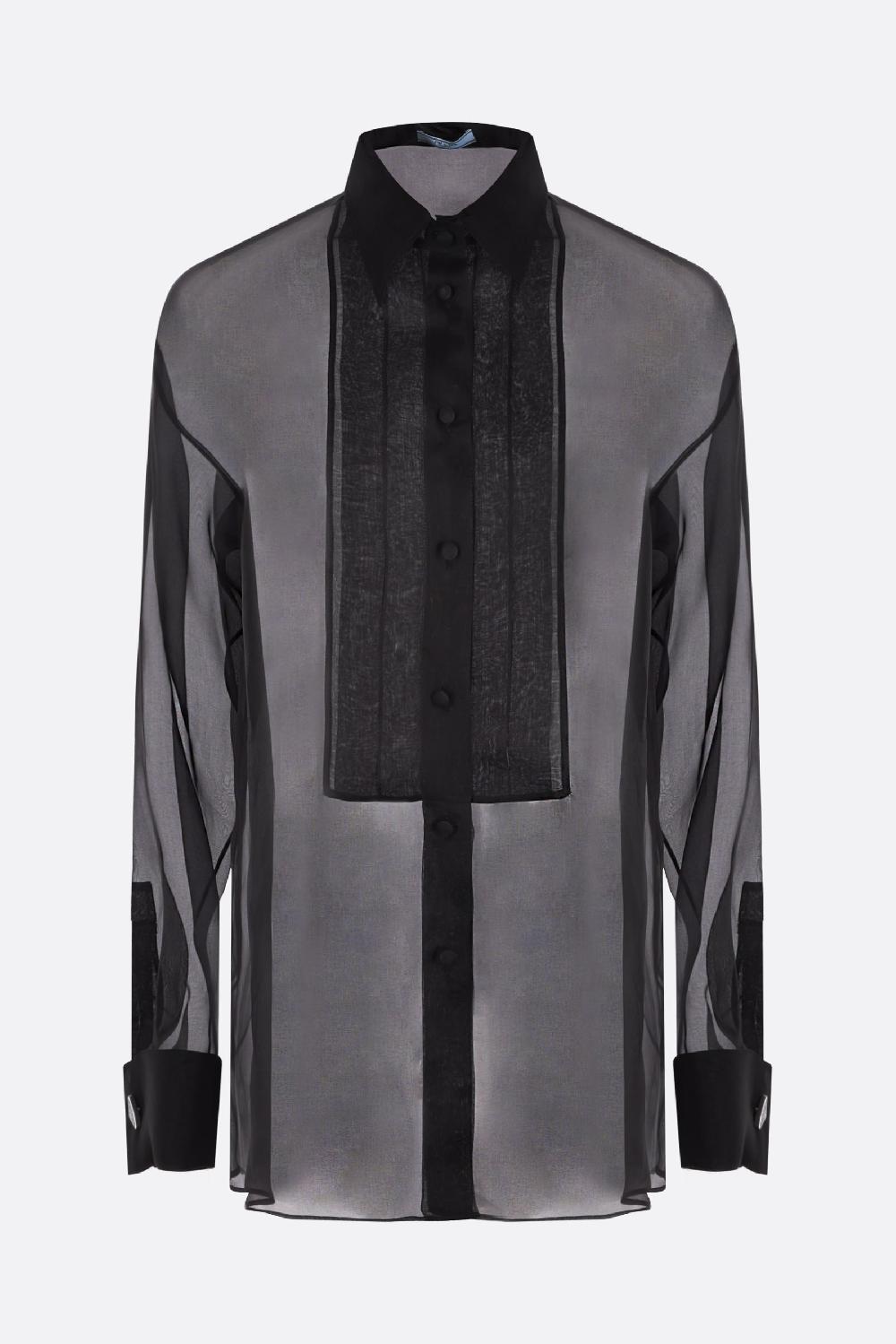 PRADA camicia in organza con plastron
