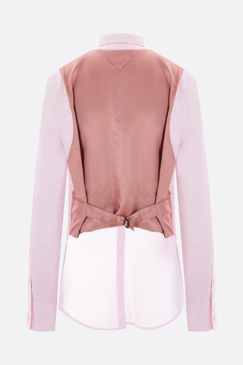 PRADA Camicia In Oxford Con Retro Effetto Gilet