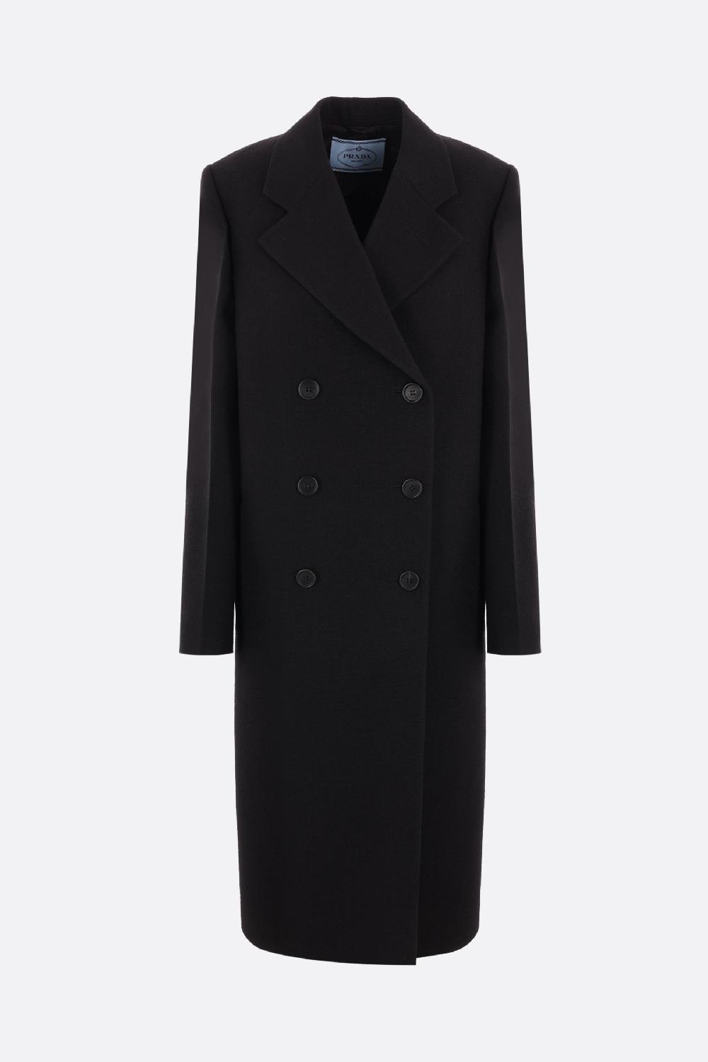 PRADA cappotto doppiopetto in lana e twill