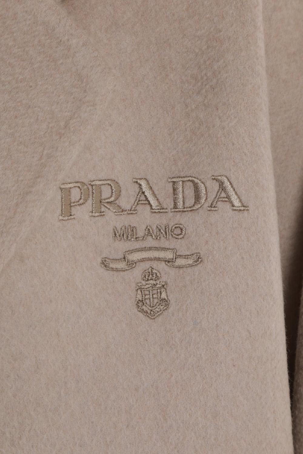 PRADA Cappotto Monopetto In Cashmere Ricamo Logo