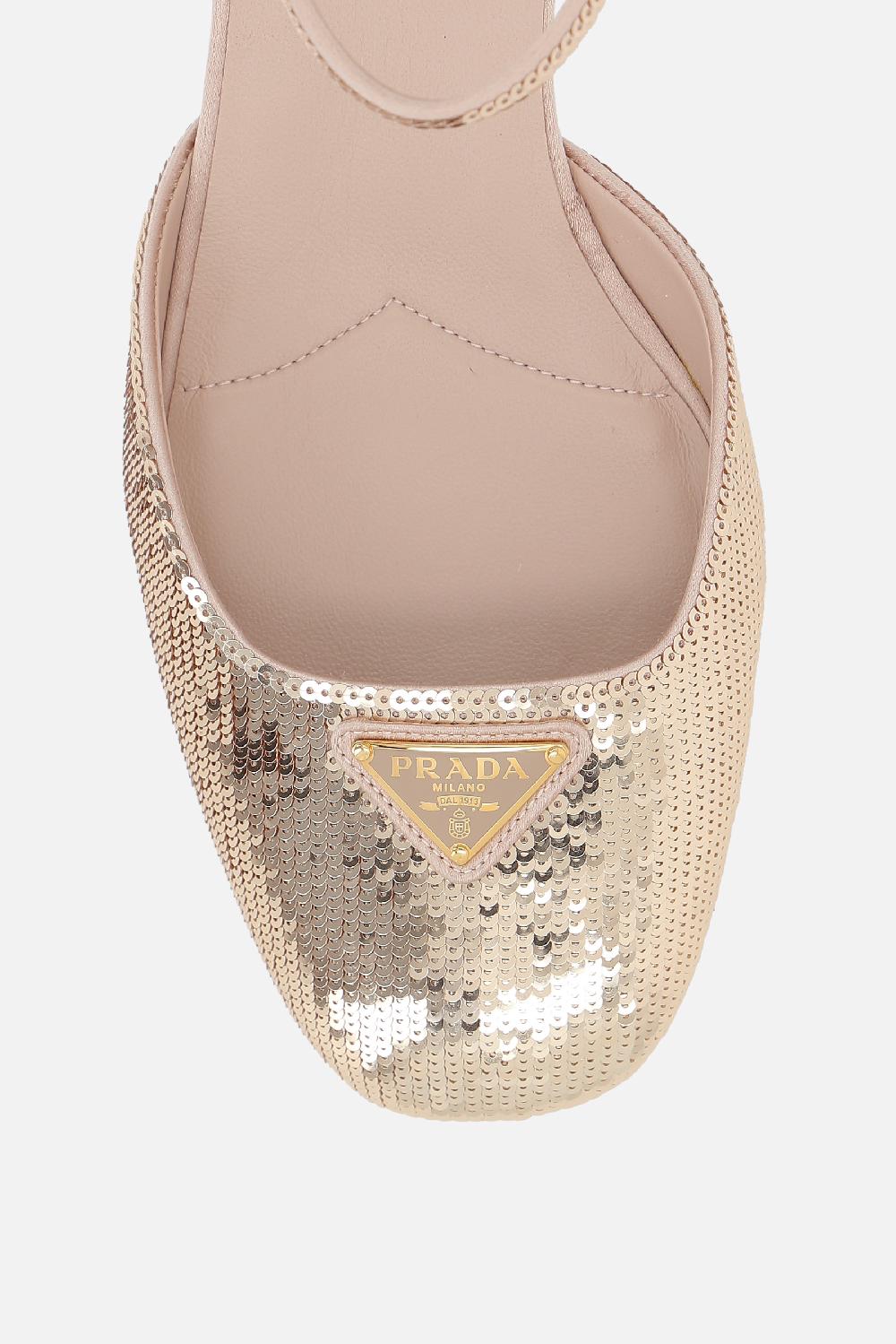 PRADA Décolleté D'Orsay In Raso Con Paillettes