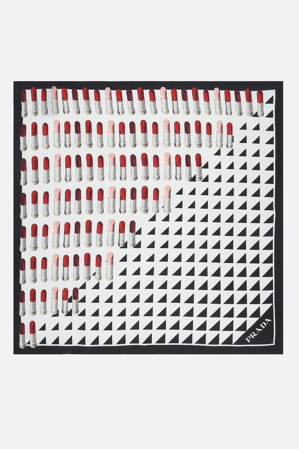 PRADA Foulard Stampato In Twill Di Seta