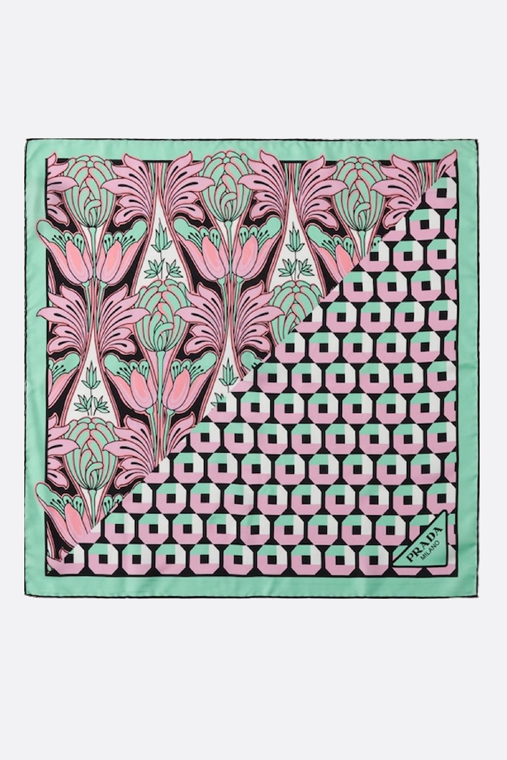 PRADA Foulard Stampato In Twill Di Seta