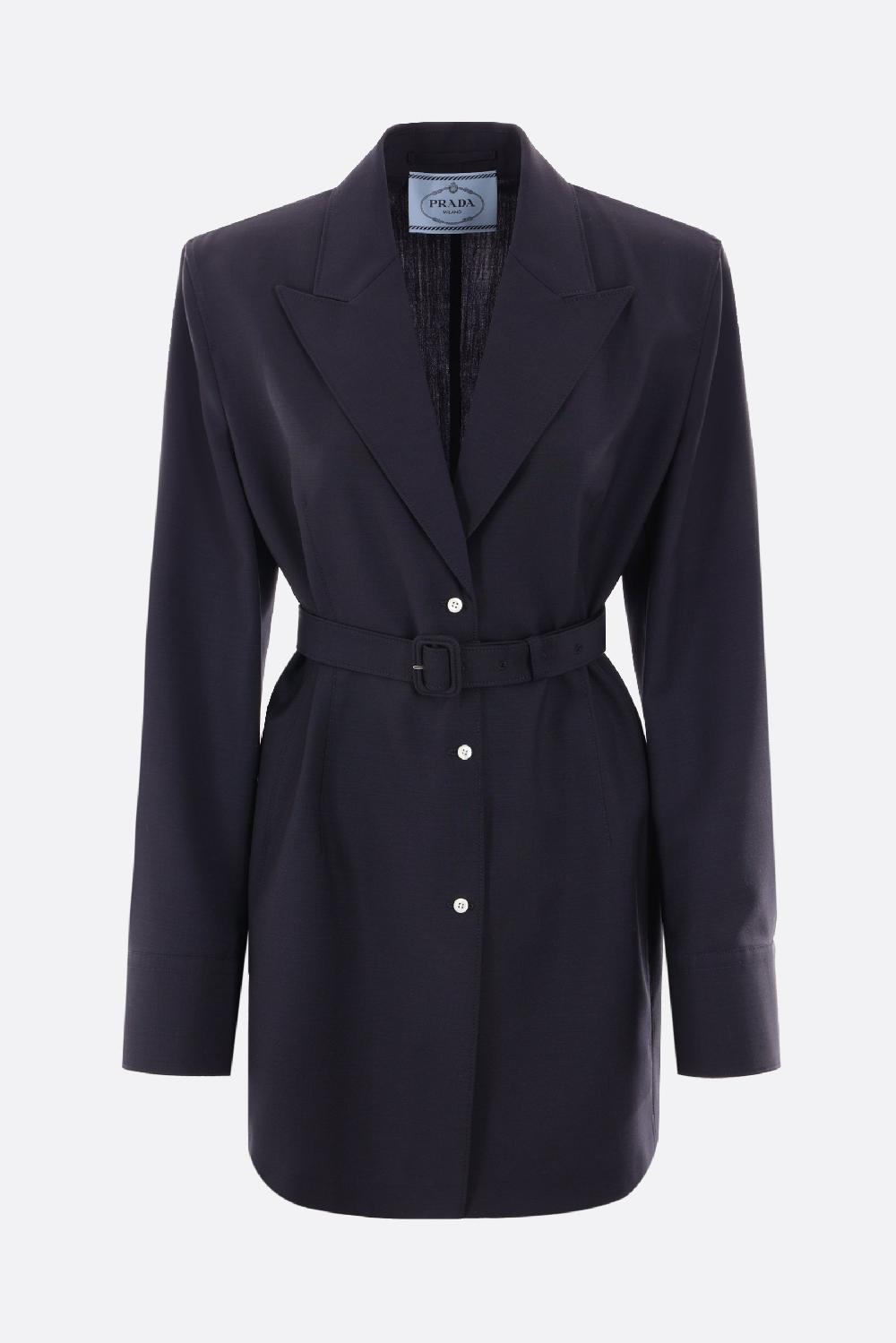 PRADA giacca-camicia monopetto in lana e mohair