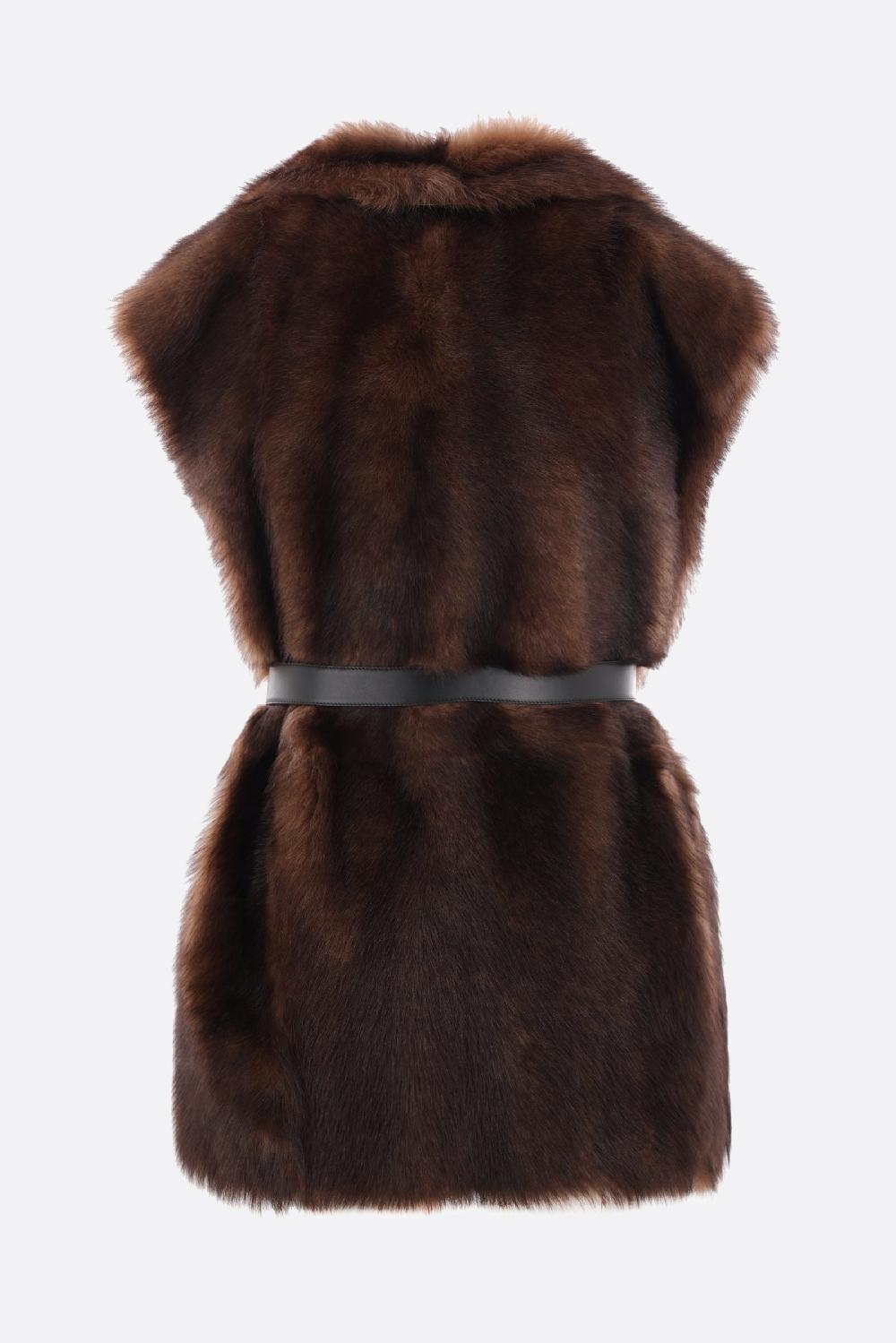 PRADA Gilet In Pelliccia Con Cintura