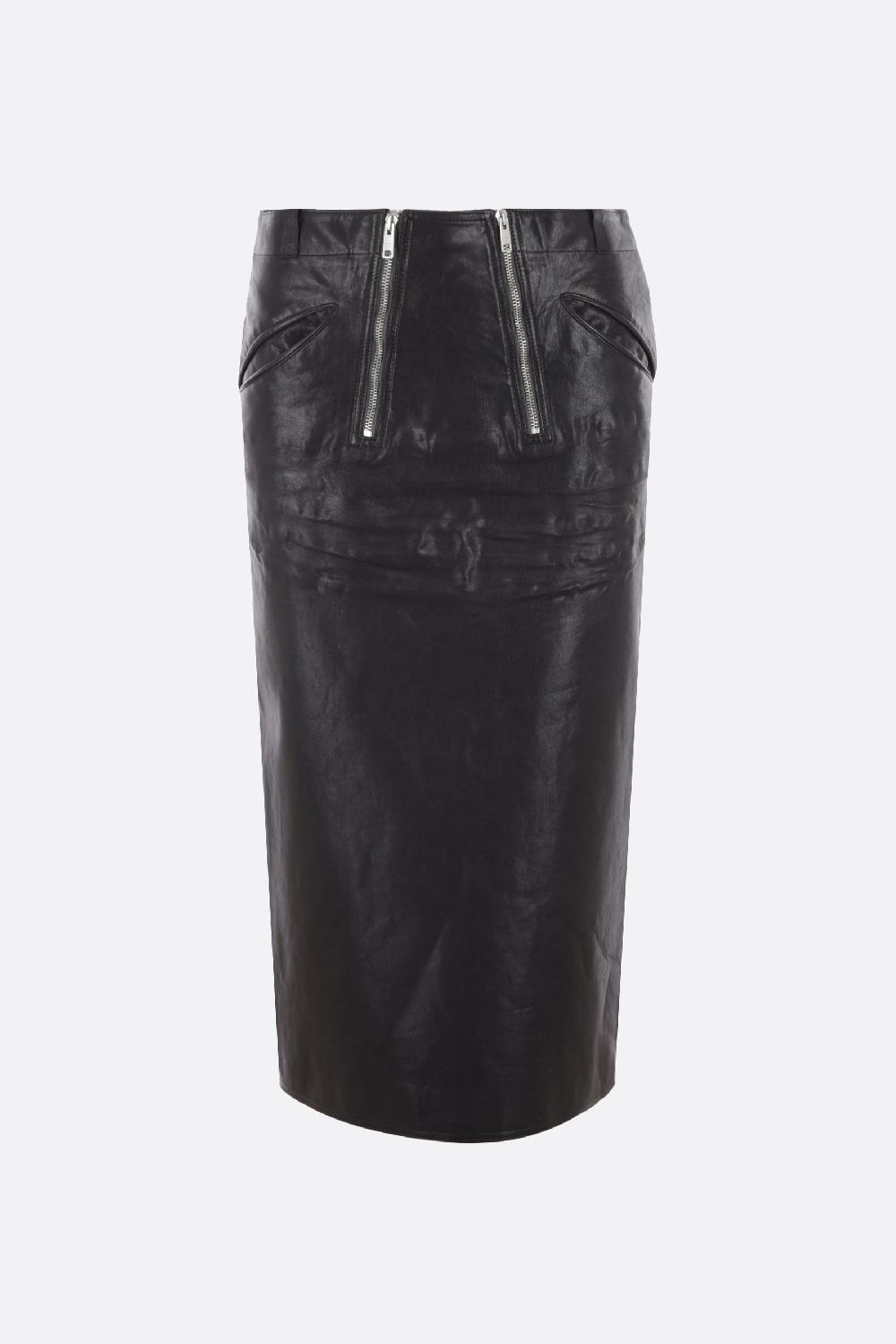 PRADA gonna a tubino in pelle effetto vintage