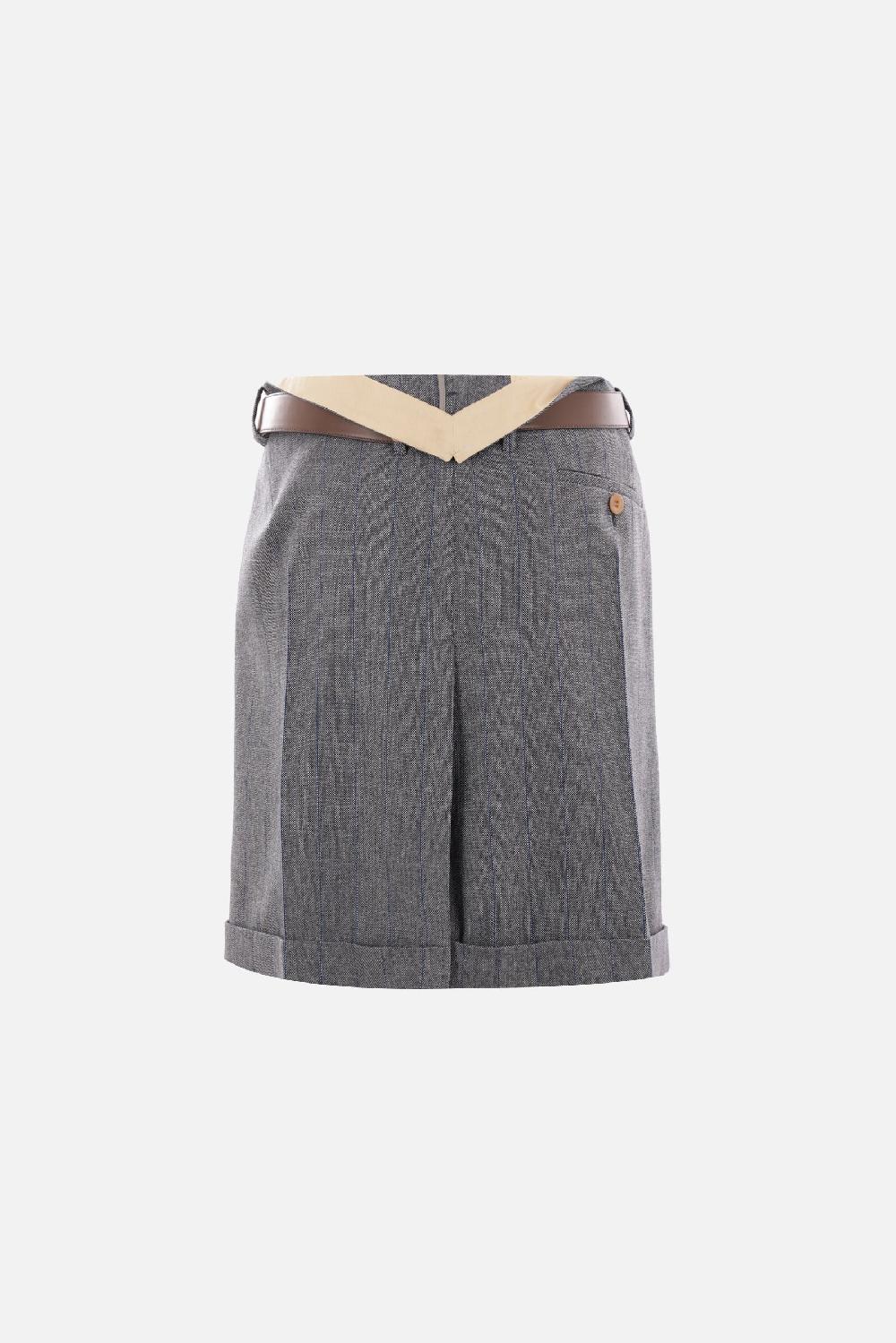 PRADA Gonna In Lana Gessata Con Cintura