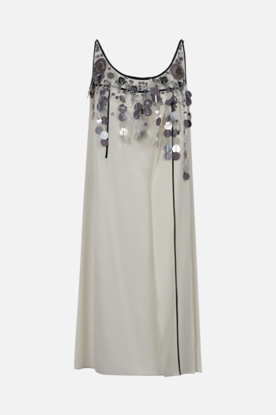 PRADA miniabito in sablé con decorazione gioiello