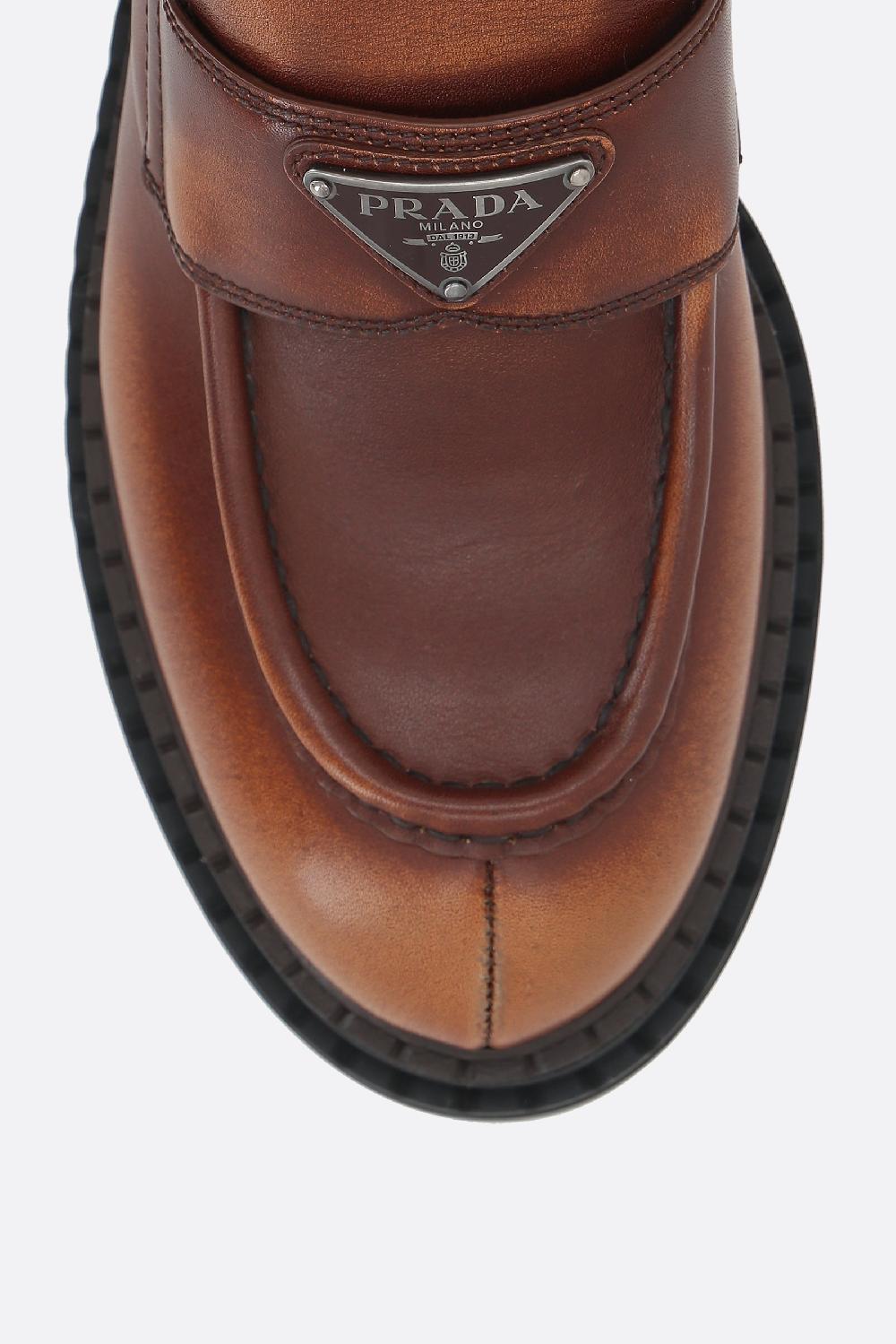 PRADA Mocassino In Pelle Fumé