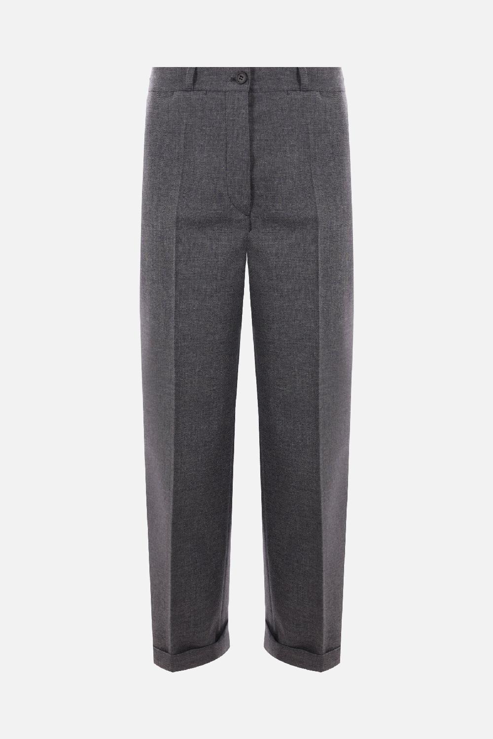 PRADA pantalone cropped in grisaglia