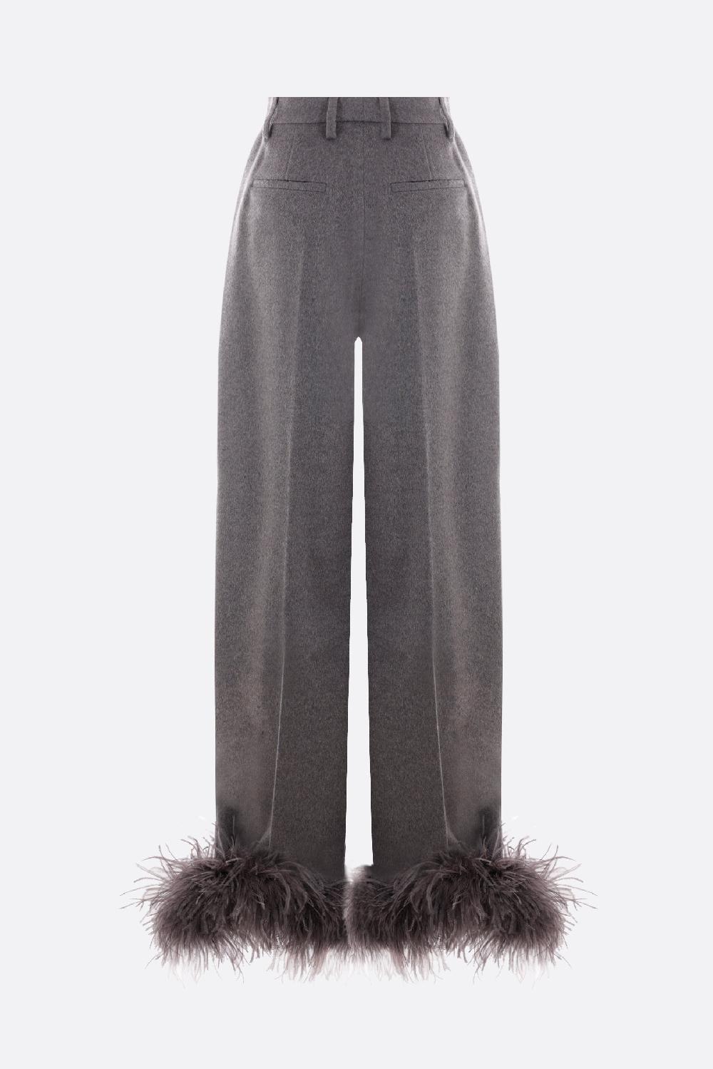 PRADA Pantalone In Cashmere Con Piume