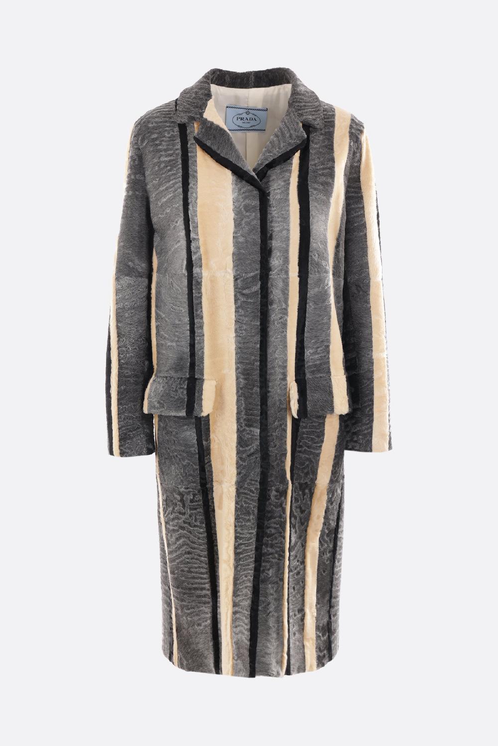 PRADA pelliccia in astrakan a righe