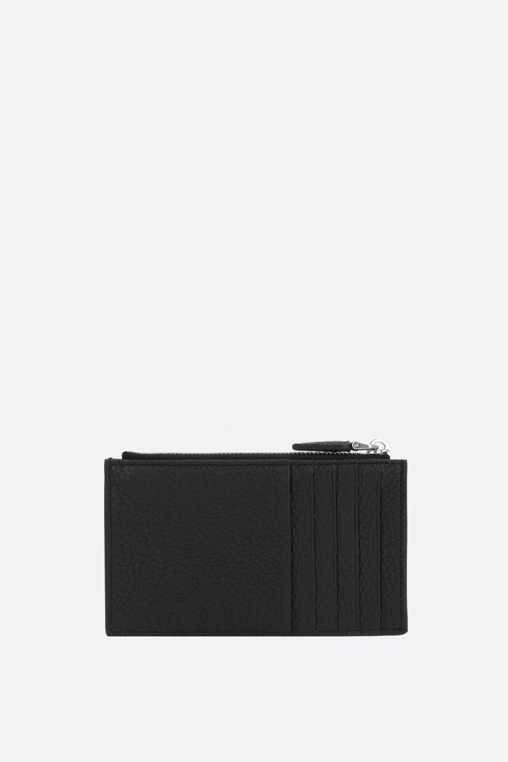 PRADA Porta Carte Con Zip In Pelle Martellata