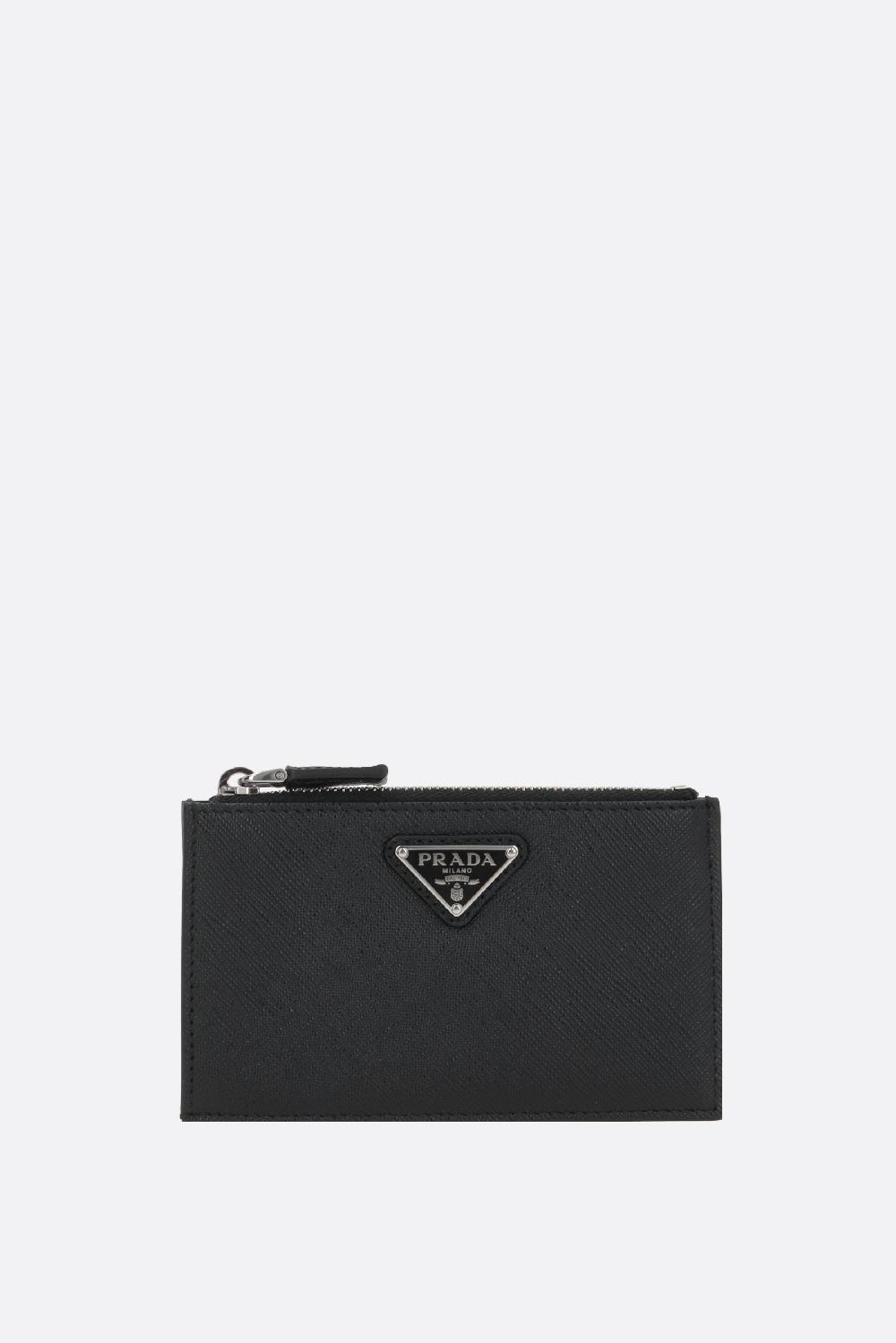 PRADA porta carte con zip in pelle Saffiano