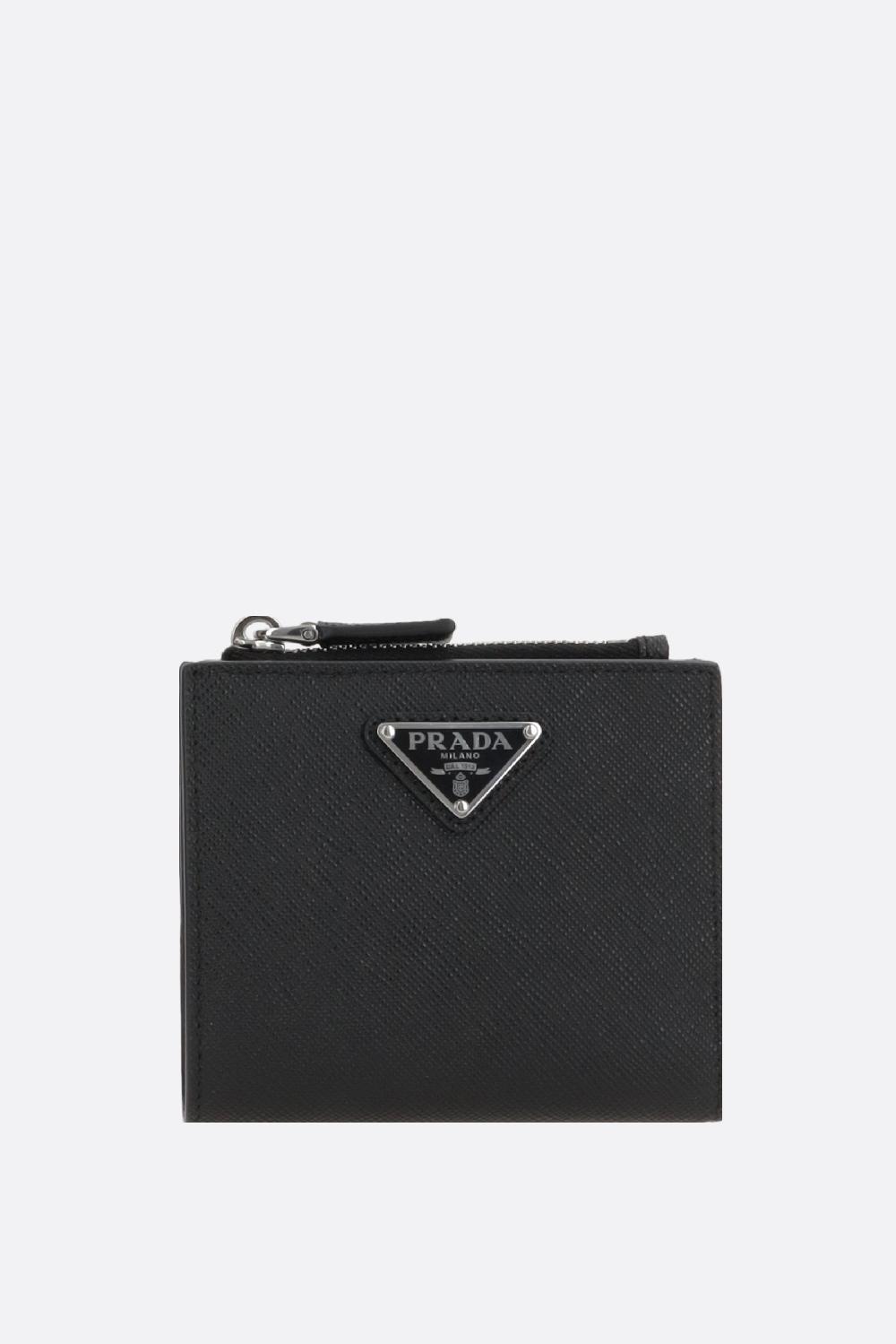 PRADA portafogli compatto in pelle Saffiano